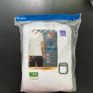Fruit of the Loom 2XL White V Neck T-Shirts